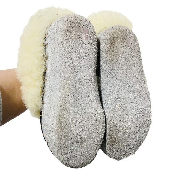 𝅺vintage Handmade Unique Shearling Leather Moccasins - Picture 6 of 6